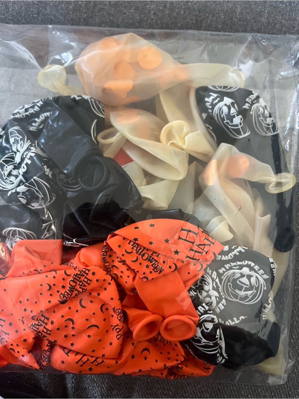 Halloween Orange, Black & Cream Decorative Balloons - Pack of Mixed Colors